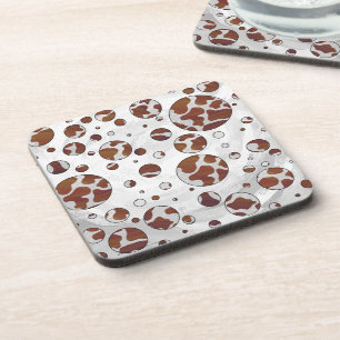 Posavasos Polka Dot Cow impresión en blanco y marrón