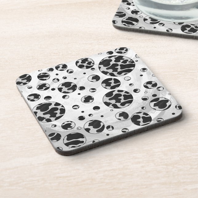 Posavasos Polka Dot Cow impresión en blanco y negro (Lado Izquierdo)