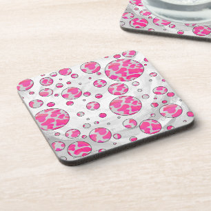 Posavasos Polka Dot Cow rosa y blanco