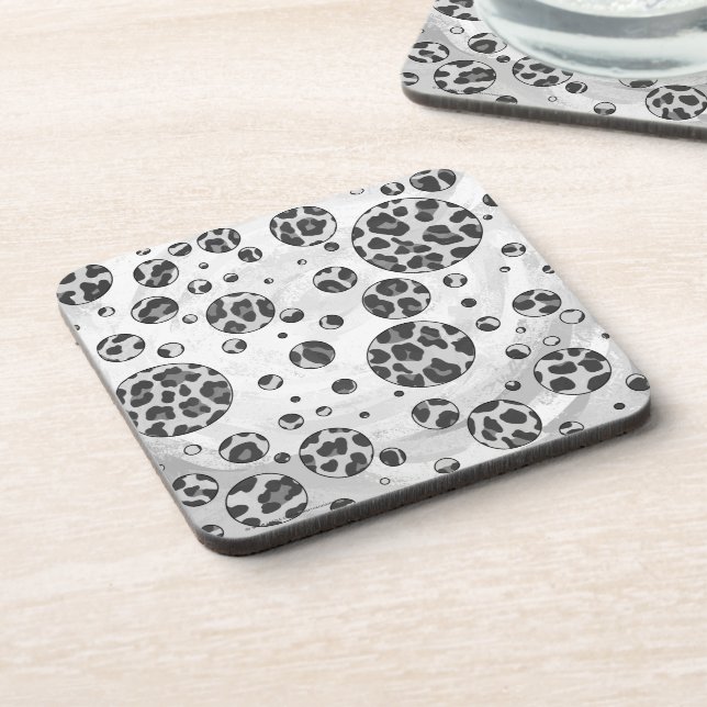 Posavasos Polka Dot Leopardo Diseño en blanco y negro (Lado Izquierdo)