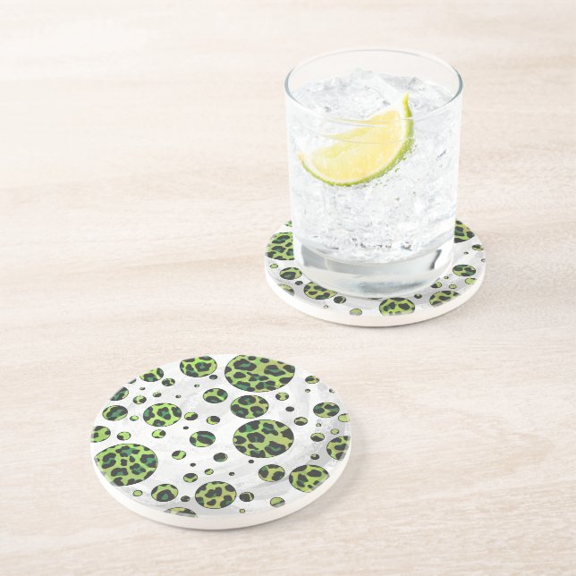 Posavasos Polka Dot Leopardo Negro y Verde (Lado)