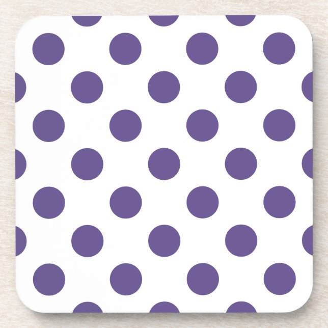 Posavasos Polka ultravioleta sobre blanco (Frente)