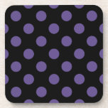 Posavasos Polka ultravioleta sobre negro<br><div class="desc">El color de Pantone del año 2018 es ultra violeta.</div>
