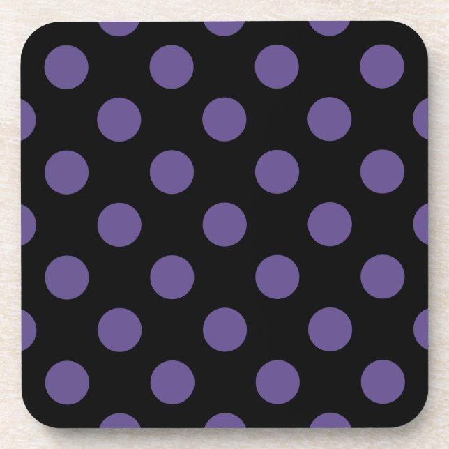 Posavasos Polka ultravioleta sobre negro (Frente)