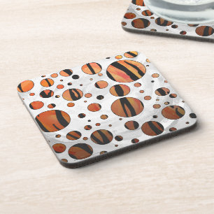Posavasos Polks Dot Tiger Hot naranja e impresión en negro