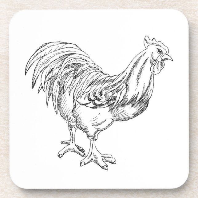 Posavasos Pollo en pluma y tinta (Frente)