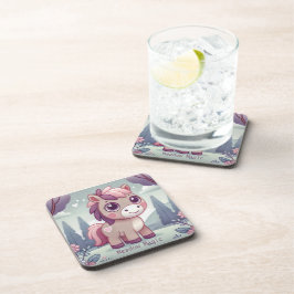 Posavasos Pony morado rosado en un prado soñado