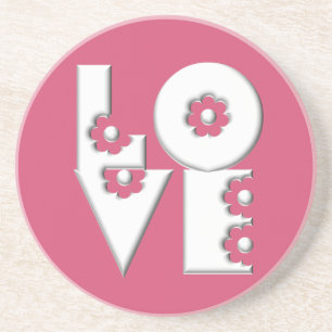 Posavasos Pop Puffy Floral LOVE Square
