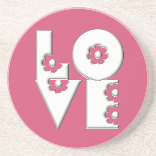 Posavasos Pop Puffy Floral LOVE Square (Frente)