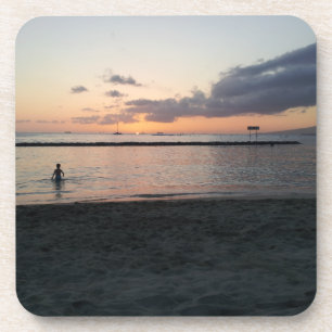 Posavasos Por la noche Sunset Tropical Beach Waikiki Oahu Ha