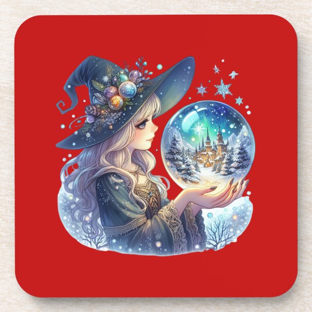 Posavasos Porta-Copos (Coaster) Bruxa Natalina (Frente)