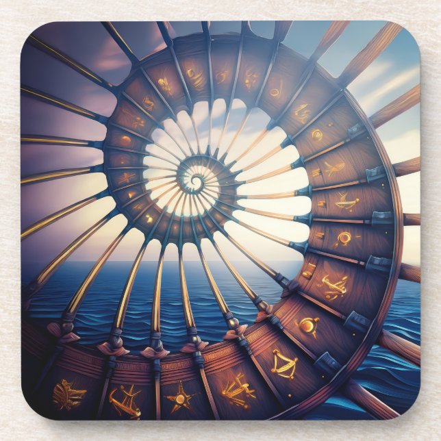 Posavasos Portal De Estrellas De Madera En El Agua (Frente)