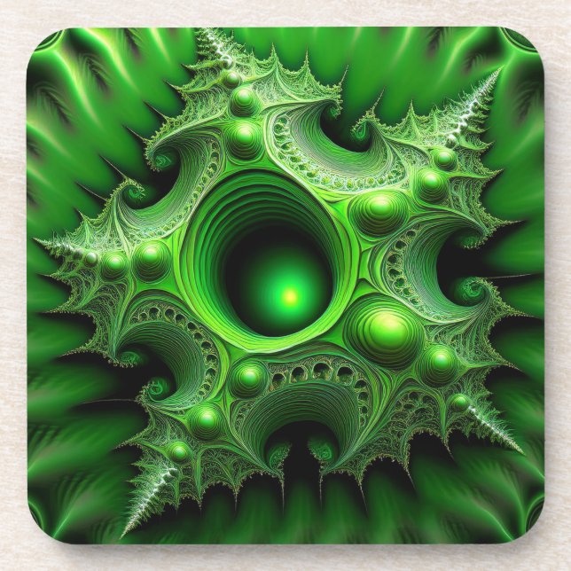 Posavasos Portal de Mandelbrot Verde (Frente)