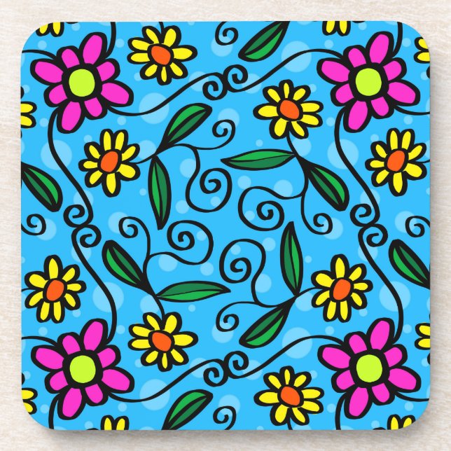 Posavasos portalápices flores garabato (Frente)
