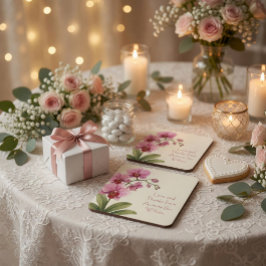 Posavasos Portavasos de agradecimiento para boda de orquídea