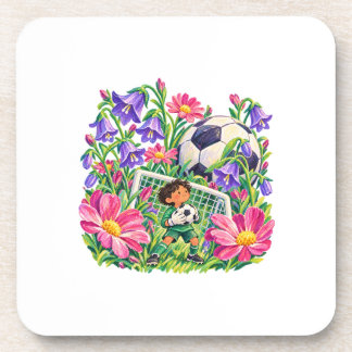 Posavasos Portero de fútbol floral regalo deportivo rosa púr