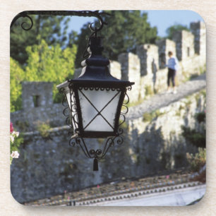 Posavasos Portugal, Obidos. Farola de hierro y siglo XIV