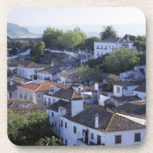 Posavasos Portugal, Obidos. Vista elevada de encalados