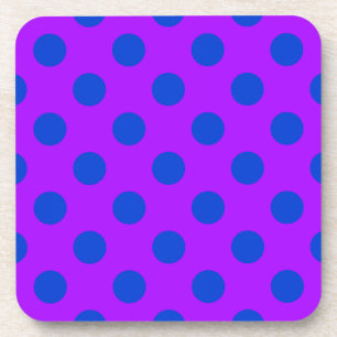 Posavasos Pos de polka azul sobre morado