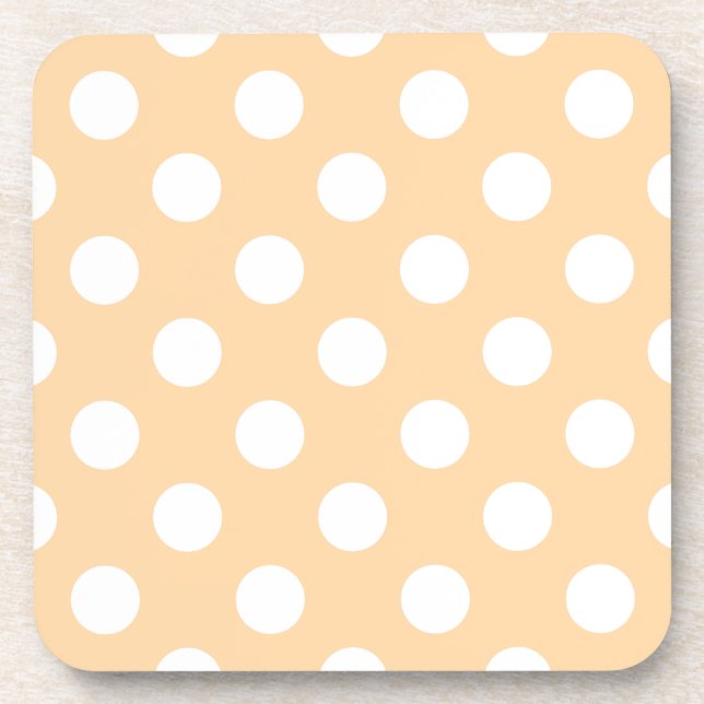 Posavasos Pos de polka blanca en beige (Frente)