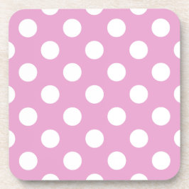 Posavasos Pos de polka blanca en rosa pálido
