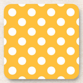 Posavasos Pos de polka blanca sobre amarillo