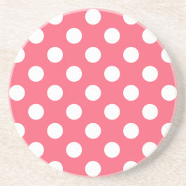 Posavasos Pos de polka blanca sobre el coral