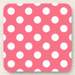 Posavasos Pos de polka blanca sobre el coral<br><div class="desc">Pos de polka blanca sobre el coral</div>