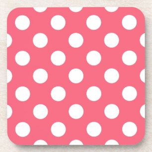 Posavasos Pos de polka blanca sobre el coral
