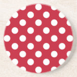Posavasos Pos de polka blanca sobre rojo<br><div class="desc">Pos de polka blanca sobre rojo</div>