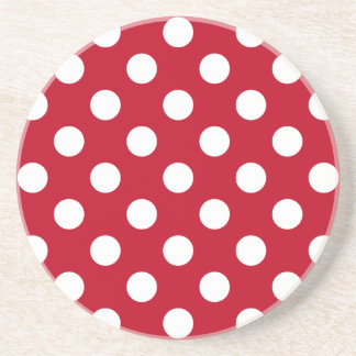 Posavasos Pos de polka blanca sobre rojo