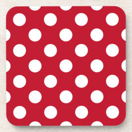 Posavasos Pos de polka blanca sobre rojo