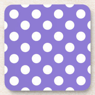 Posavasos Pos de polka blanco en periwinkle