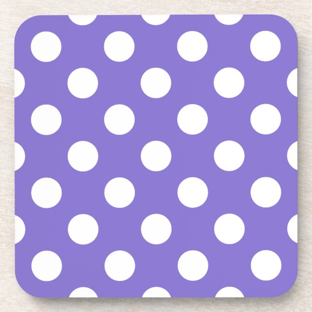 Posavasos Pos de polka blanco en periwinkle (Frente)