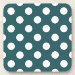 Posavasos Pos de polka blanco en verde azulado<br><div class="desc">Pos de polka blanco en verde azulado</div>