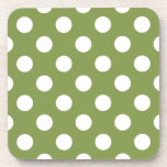 Posavasos Pos de polka blanco sobre el verde oliva<br><div class="desc">Pos de polka blanco sobre el verde oliva</div>
