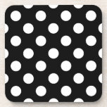 Posavasos Pos de polka blanco sobre negro<br><div class="desc">Pos de polka blanco sobre negro</div>