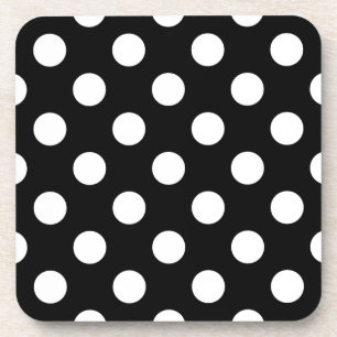 Posavasos Pos de polka blanco sobre negro