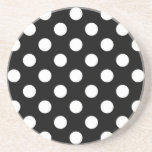 Posavasos Pos de polka blanco sobre negro<br><div class="desc">Pos de polka blanco sobre negro</div>