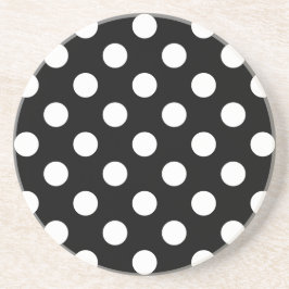 Posavasos Pos de polka blanco sobre negro