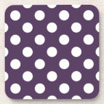 Posavasos Pos de polka blanco sobre púrpura de ciruela<br><div class="desc">Pos de polka blanco sobre púrpura de ciruela</div>