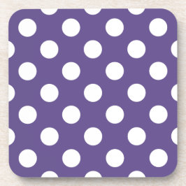 Posavasos Pos de polka blanco sobre ultravioleta