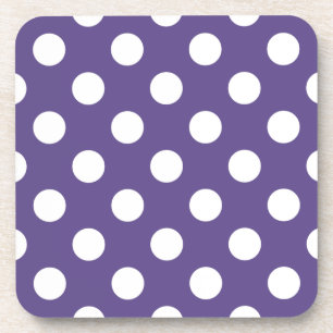 Posavasos Pos de polka blanco sobre ultravioleta