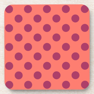 Posavasos Pos de polka de coral rojo y vivo
