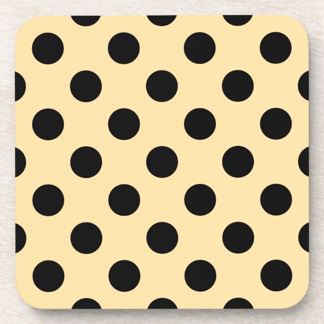 Posavasos Pos de polka negra en amarillo pálido (Frente)