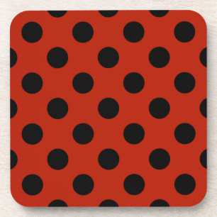 Posavasos Pos de polka negra en rojo