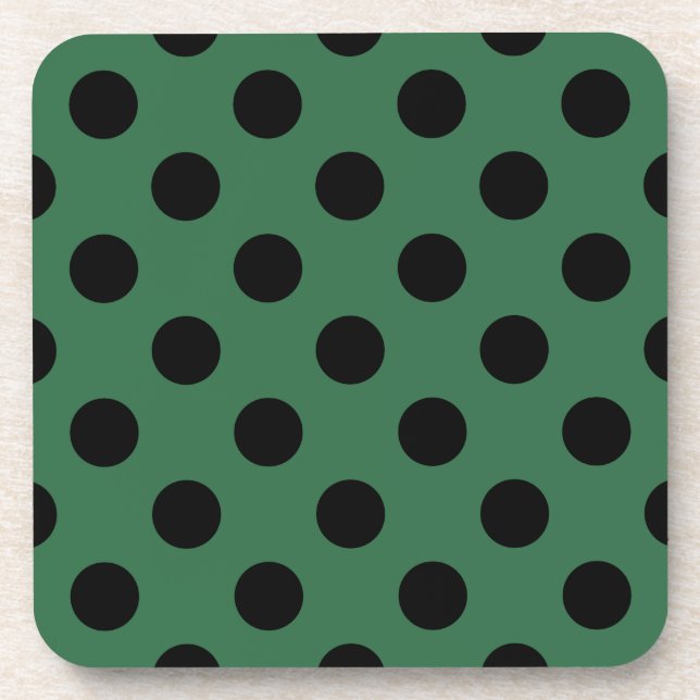 Posavasos Pos de polka negra en verde gelatina (Frente)