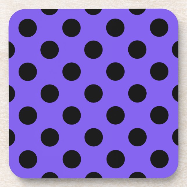 Posavasos Pos de polka negro en periwinkle (Frente)