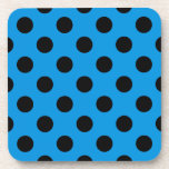 Posavasos Pos de polka negro sobre azul cielo<br><div class="desc">Pos de polka negro sobre azul cielo</div>