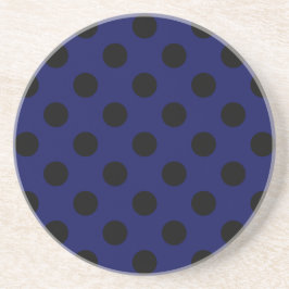 Posavasos Pos de polka negro sobre azul marino